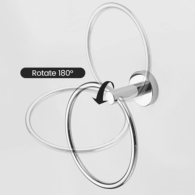 Chrome Toilet Paper Holder Towel Ring,Bathroom Hardware Set,Hand Towel Holder Wall Mount Tissue Roll Holder with Double Post Bath Accessories SUS304 Stainless Steel 2pc