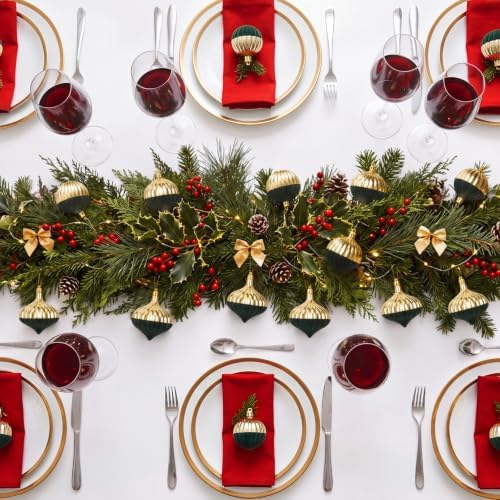 12PCS Green and Gold Velvet Christmas Balls Ornaments,Two Style