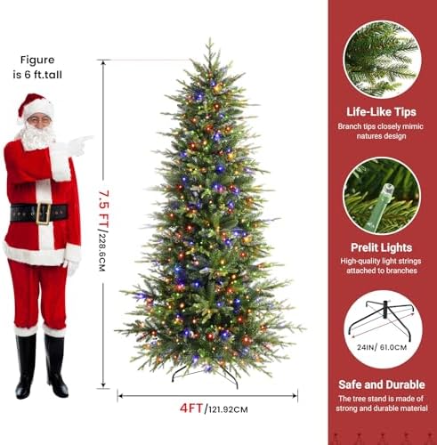 SHareconn 7.5ft Prelit Artificial Aspen Christmas Tree with Remote Control