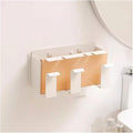 Toothbrush Rack Aviation Aluminum Wall-Mounted Toothbrush Holder Solid Wood Hanging Toothpaste Holder Bathroom Multi-Function Storage Box Bathroom Toothbrush Holder(L22.5cm)