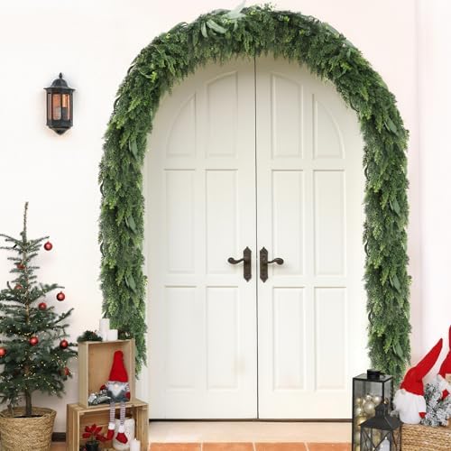 Christmas Garland, 6FT Real Touch Cedar Garland for Indoor Outdoor
