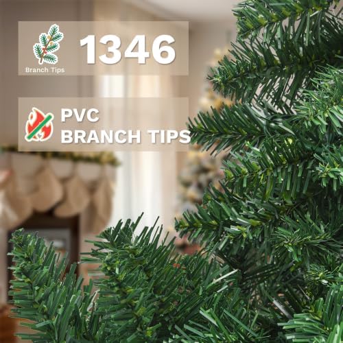 DWVO 7.5ft Green Spruce Artificial Christmas Tree, 1346 Tips