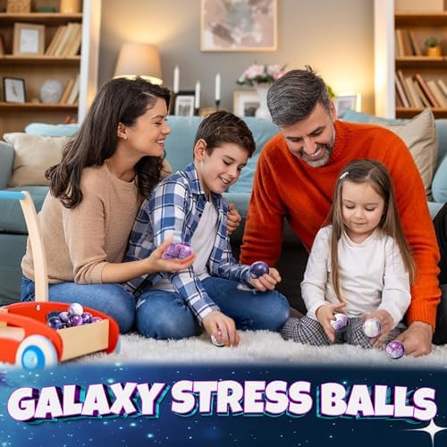 Bedwina Galaxy Stress Balls for Kids (24-Pack) Bulk Sensory Fidget Toys