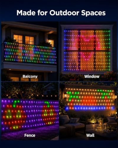 Christmas Net Lights Outdoor for Bushes 2.8 x 10 ft, DIY Patterns, 300 RGB LEDs with Green Wire, App & Remote Control, Music Sync Timer for Outdoor Christmas Lights