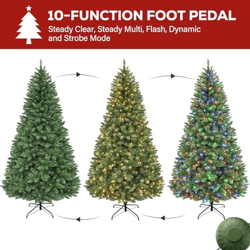 Hykolity 6 ft Prelit Artificial Christmas Tree with Multicolor LEDs