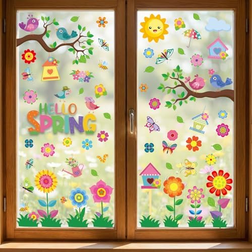 Spring Window Clings for Glass Windows Kids Summer Window Stickers Decor