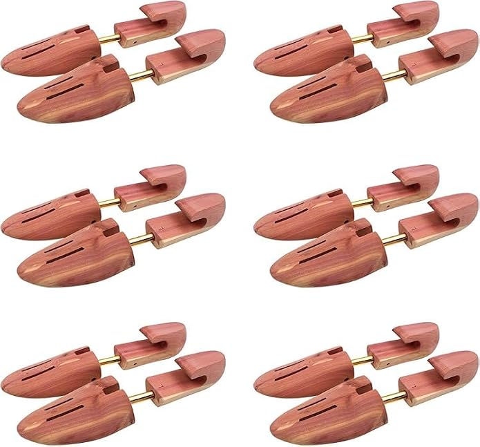 Cedar Shoe Trees for Men, Wood, Single Tube, 6 Pack, Sizes 7-14 | Red Cedar Wood Construction, Men's Sizes 7-14, Single-Tube Design for Sneakers, Boots, Workwear, and Everyday Shoe Care