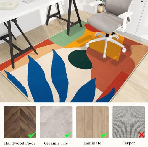 Office Chair Mat for Hardwood Floor, 60"x45" Easy Glide Computer Desk Mat Protector for Rolling Chair Under Desk Rug Nonslip Backing, Machine Wash, (Modern)