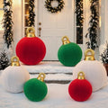 Jenaai 6 Pcs Giant Velvet Christmas Inflatable Ball Ornament 24" 20" 18"