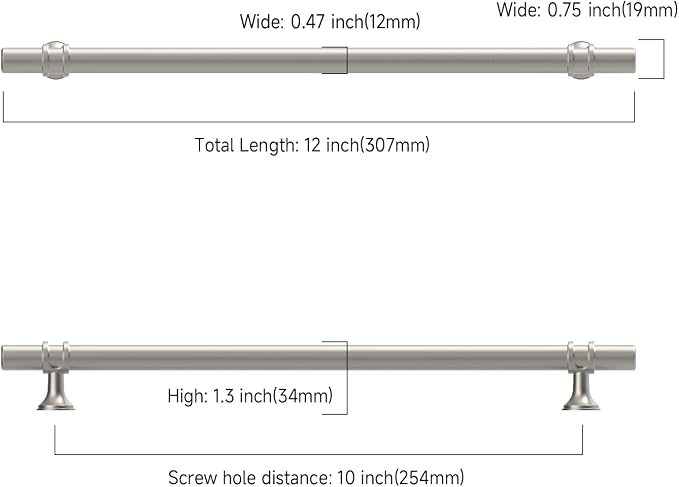 Asidrama 10 Pack 10 Inch(254mm) Brushed Satin Nickel Kitchen Cabinet Pulls