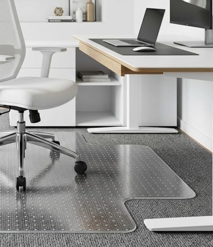 Clear Chair Mat for Carpet, YOOMAYA 36" x 48" Heavy Duty Office Chair Mat with Lip, Easy Gliding Under Desk Carpeted Floor Protector, Slip Resistant Plastic Mat for Study & Gaming Room (Transparent)