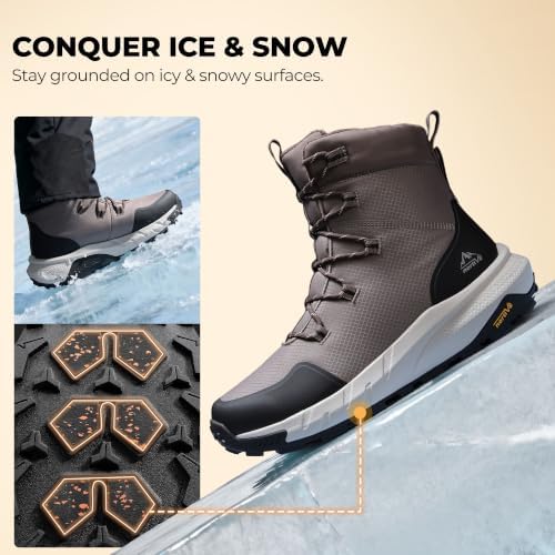 NORTIV 8 Men's Wide Winter Boots Grip on Snow Ice