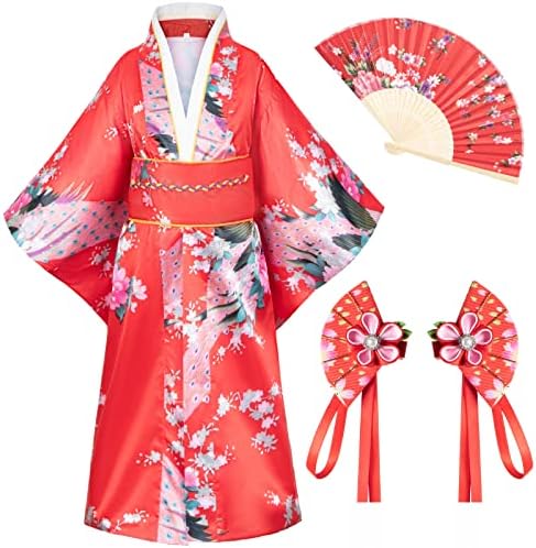 Japanese Traditional Dress Kimono Robe for Kids Girls Costume
