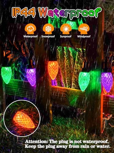 2 Pack C9 Halloween String Lights Plug in 66 FT 100 LED Orange Purple Green