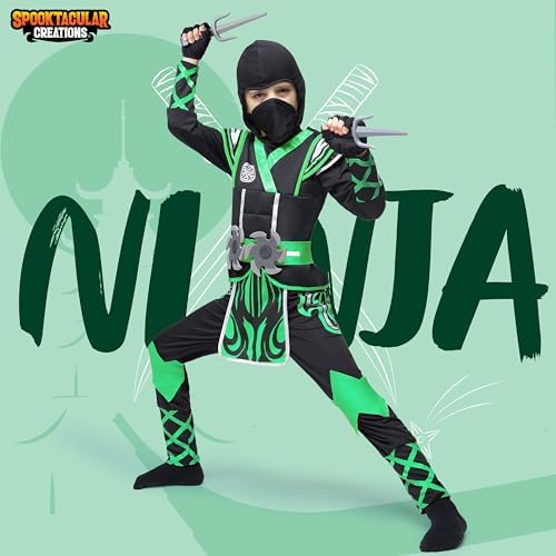 Spooktacular Creations Kids Ninja Costume, Child Boy Ninja Outfit Set, Halloween Costume for Toddler Themed Dress Up Party
