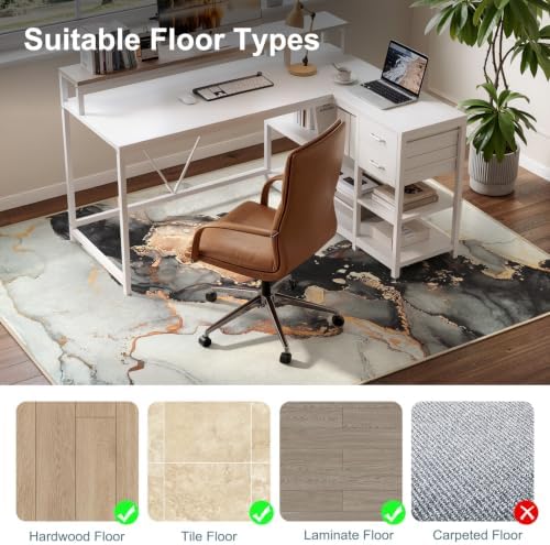 Anidaroel Office Chair Mat for Hardwood/Tile Floor, 48"x60" Desk Chair Mat for Office Gaming, Under Desk Rug for Rolling Chair, Anti-Slip Computer Chair Mats, Low-Pile Carpet Protector Rug