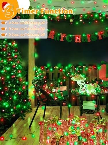 BrightChristmas 500 LED 164 FT Christmas Lights, Waterproof Outdoor String Lights with Remote and Timer, Christmas Tree Lights with 8 Modes Dimmable, Fairy Lights for Holiday Decor (Red and Green)