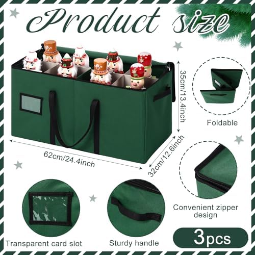 Soaoo 3 Pcs Christmas Nutcracker Storage Boxes,Green