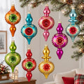 Soulchen 8 Pcs Vintage Glass Christmas Ornament with Reflector for Tree