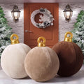 3 Pcs 32 Inch Giant Velvet Christmas Inflatable Balls, Brown, Khaki, Beige