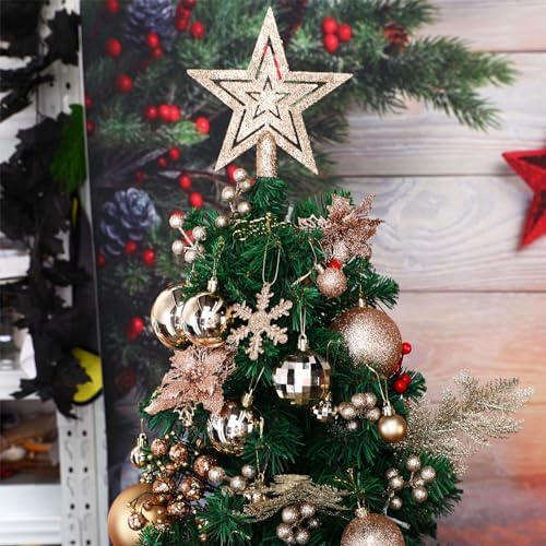 Sratte 94 Pcs Christmas Tree Ornaments Decoration Set, Champagne Gold