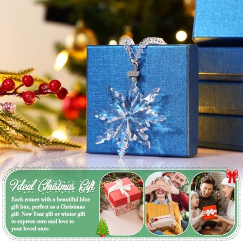 Roowest 10 Sets Christmas Crystal Snowflake Ornaments Glass, Charming Style