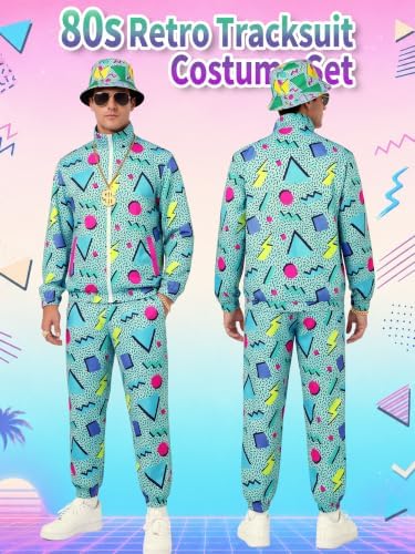 SOMSOC 80s 90s Hip-Hop Tracksuit Costume Set for Men Halloween Party