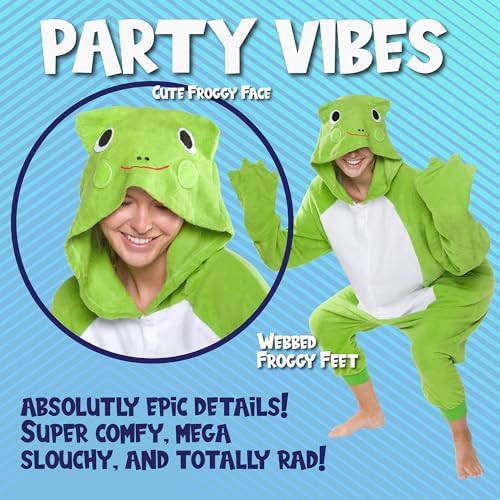 Funziez! Adult Onesie Halloween Costume Animal Dinosaur Shark Unisex Plush One Piece Cosplay Suit for Adults, Men and Women
