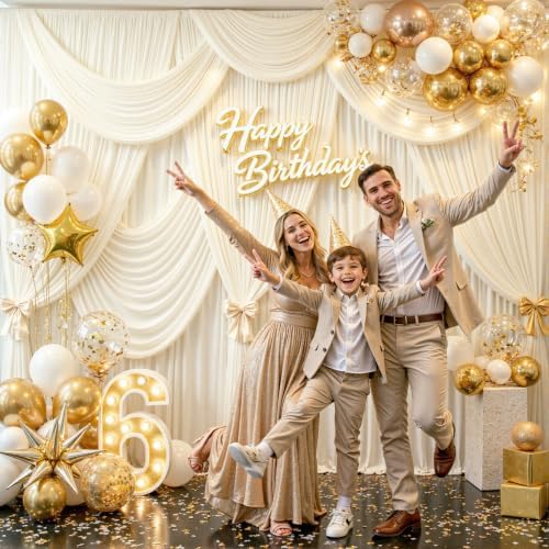 10 Panels Champagne Backdrop Curtain for Parties Wedding Baby Shower Wrinkle Free Photo Curtains Backdrop Drapes Fabric Decoration for Bridal Shower 50ft(W) x 10ft(H)