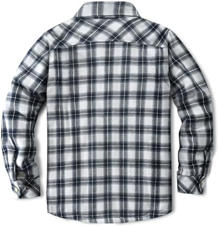 Men's Sherpa Cotton Flannel Shirt Jacket Plaid Button Coat Pocket