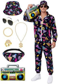 SOMSOC 80s 90s Hip-Hop Tracksuit Costume Set for Men Halloween Party