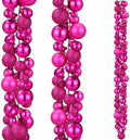 2 Pcs 6 ft Christmas Ball Ornament Garland, Hot Pink