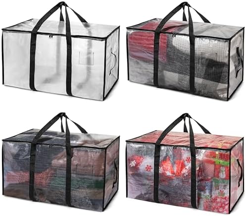 ClearSpace Heavy Duty Moving Bags or Storage Bins with Lids, Clear, 4 Pack