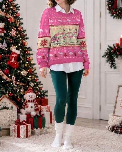 34HD Ugly Xmas Sweater–Funny Knit Christmas Sweater for Women & Men 2025, Long Sleeve Crewneck Holiday Pullover, Unisex Gift