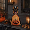 German Shepherd Statue Halloween Decorations Outdoor with LED Pumpkin
