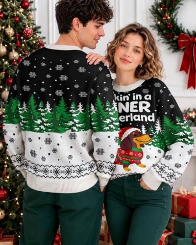 34HD Ugly Xmas Sweater–Funny Knit Christmas Sweater for Women & Men 2025, Long Sleeve Crewneck Holiday Pullover, Unisex Gift