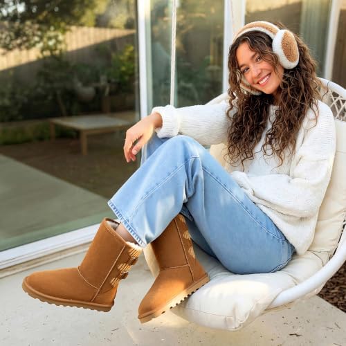 DREAM PAIRS Women's Mid Calf Winter Snow Boots