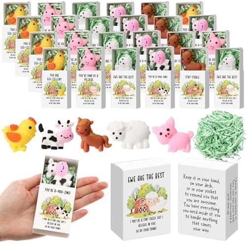 10 Sets Positive Gift Farm Animal Birthday Party Favors with Support Boxes