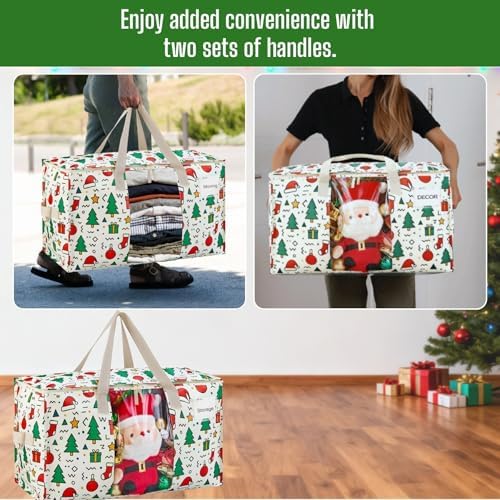 VENO Moving Bags, Christmas Storage Bags, Wide Open Top, Jingle Mix, 6 Pack