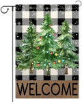 Christmas Trees Garden Flag 12x18 Inch Vertical Double Sided Welcome Christmas Winter Holiday Outside Decorations Burlap Yard Flag