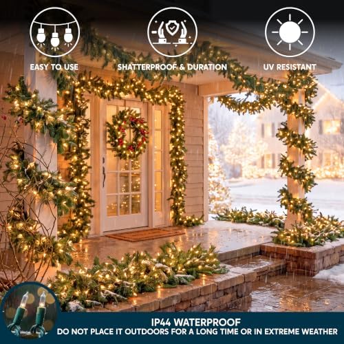 Joiedomi Clear Christmas String Lights Indoor,100 Count Mini White Fairy Light Outdoor,19.4 FT Decor for Patio Dorm Classroom Bedroom Holiday Wedding Party Garland Birthday Festival,Green Wire
