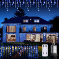 JMEXSUSS 400 LED 38.8 Ft Blue & White Icicle Christmas Lights for Outside