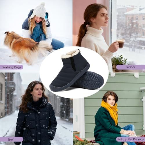 ZEENXIUYA Womens Snow Boots Comfortable Warm Fur Lined Winter Waterproof Flat Lace-Up Ankle Boots Outdoor Winter Booties