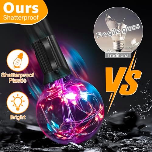 Ollny Outdoor String Lights, 30FT RGBW Color Changing Patio Lights Remote