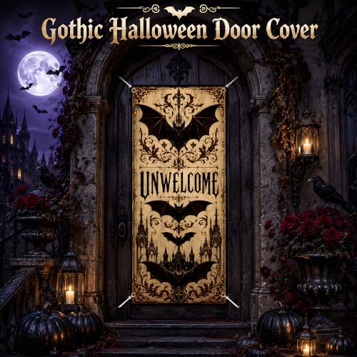 Halloween Decorations - UNWELCOME Gothic Halloween Door Cover