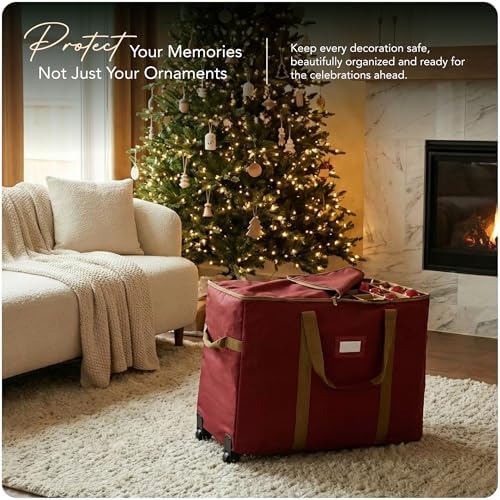 Covermates Rolling Adjustable Ornament Storage Bag, 25.5"W x 13"D x 18.5"H