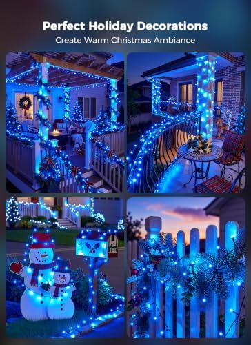 6 Pack 600LED Solar Christmas Lights Outdoor Waterproof, Blue 240 FT