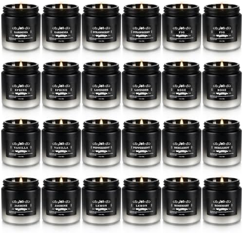 Scented Candle Set 24 Pack, Black&White, Candle for Home Scented, Odor Eliminating, Stress Relief, Long Lasting Soy Wax Gift Set