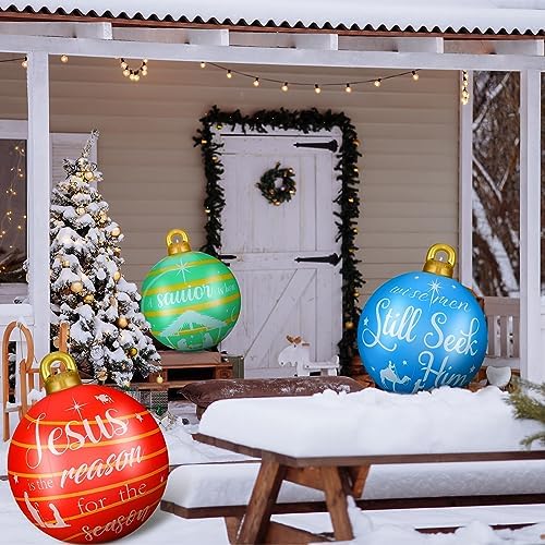 Jetec 4 Pcs Giant Inflatable Christmas Ball, Religious, Color 6