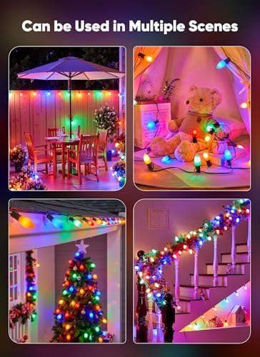 Minetom 200Ft Christmas Lights Outdoor, with 200 LED Matte Bulbs Multicolor